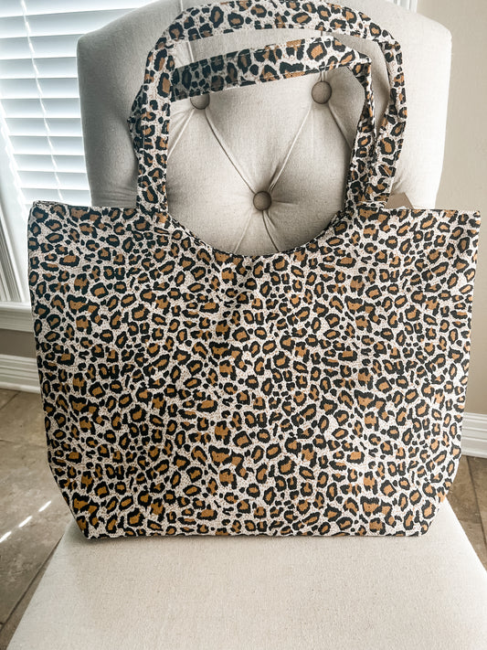 Brown Leopard Shoulder Tote